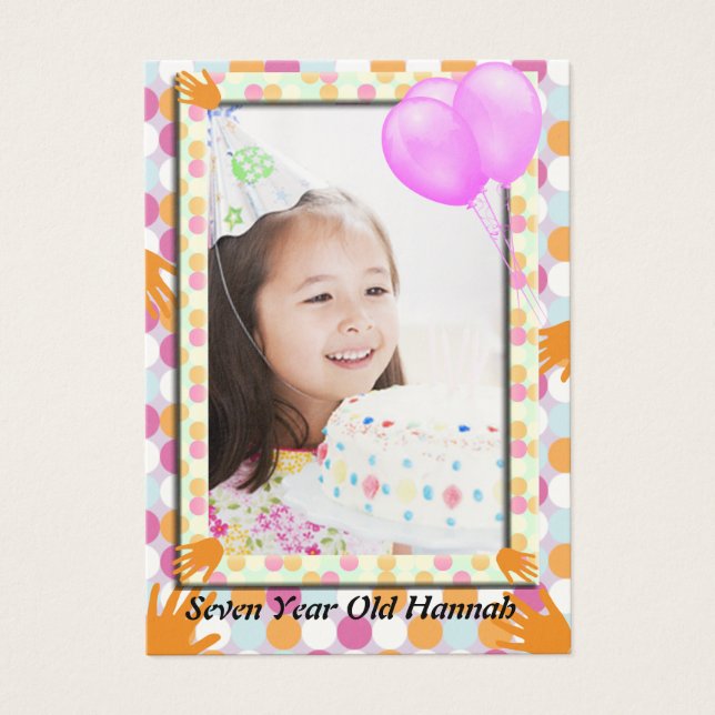 Carte photo d'anniversaire de Polkadot pour filles (Devant)