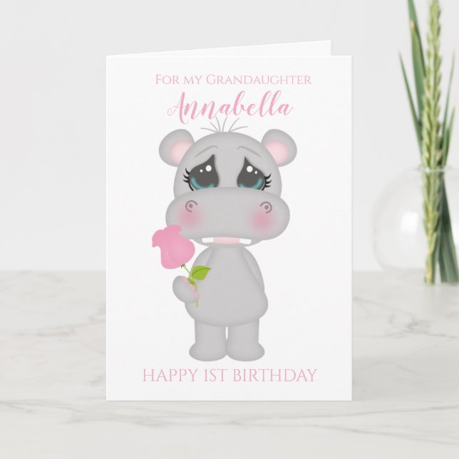 Carte Photo d'anniversaire de première année de petite-f (Devant)