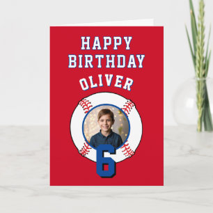Carte Photo d'anniversaire d'enfants avec balle de baseb