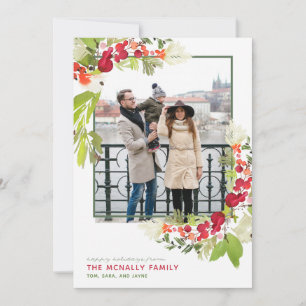 Carte photo d'aquarelle Berry Frame Chritmas