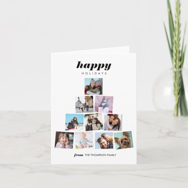 Carte Photo d'arbre de Noël de famille Collage Vacances (Devant)