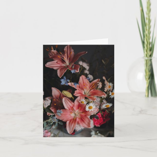 Carte Photo d'art floral peintre de style sombre (Devant)