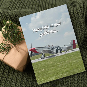 Carte Photo d'avion P-51 Mustang d'anniversaire drôle