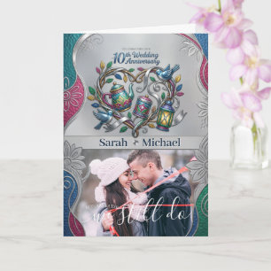 Carte Photo de 10e anniversaire de mariage en aluminium