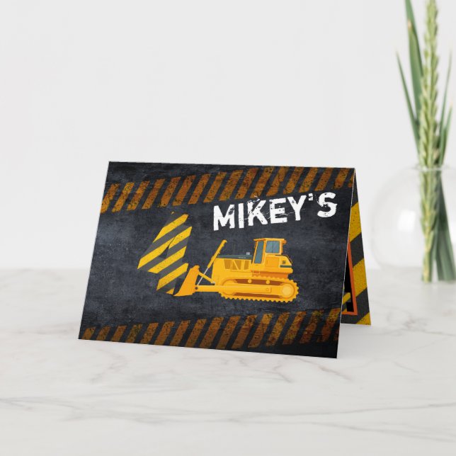 Carte Photo de 4e anniversaire de construction jaune noi (Devant)