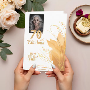 Carte Photo de 70 ans et fabuleux avec feuillage doré po