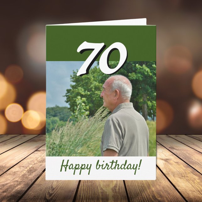 Carte Photo de 70e anniversaire en vert  (Créateur téléchargé)