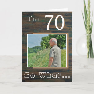 Carte Photo de 70e anniversaire inspirant en bois rustiq