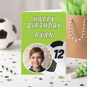 Carte Photo de ballon de football vert pour anniversaire