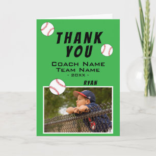Carte photo de baseball verte Merci Coach