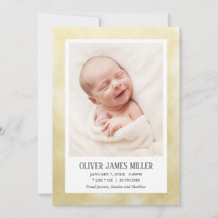 Carte photo de bébé jaune