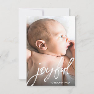 Carte Photo de bébé personnalisée Joyful Script naissanc