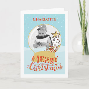 Carte Photo de Boule à Neige de Sapin de Noël