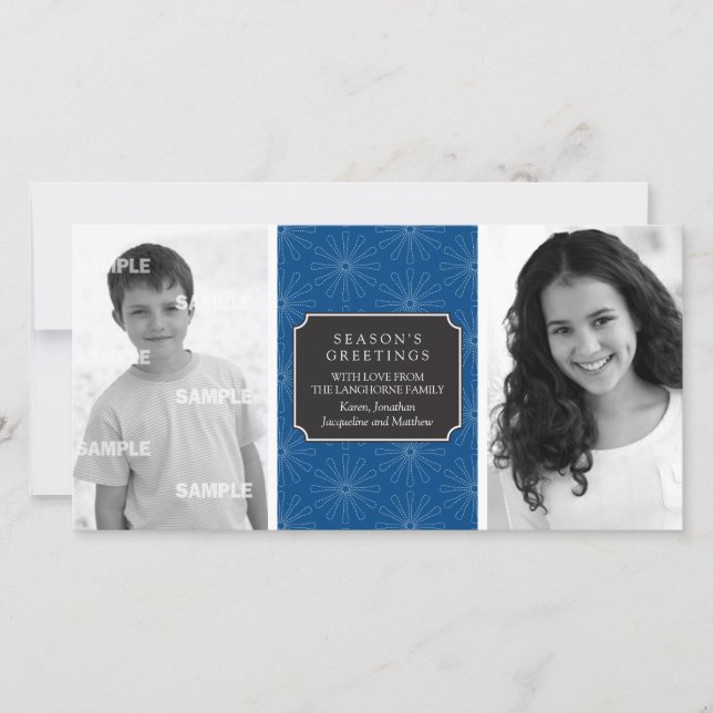 Carte photo de cadre floral pointillé (Devant)