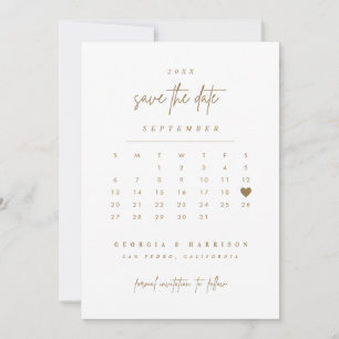 Carte photo de calendrier de sauvegarde à date Cœu
