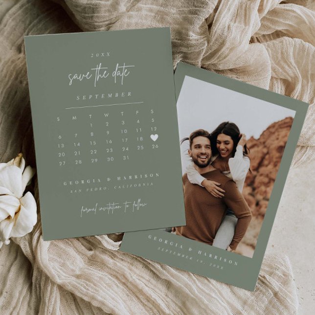 Carte photo de calendrier de sauvegarde de date mo (Créateur téléchargé)