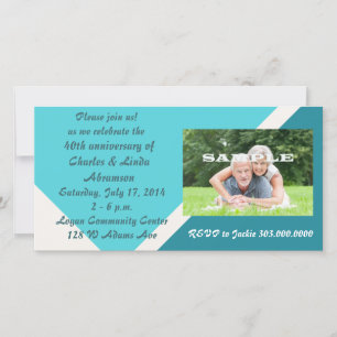 Carte photo de célébration d'anniversaire bleu mod