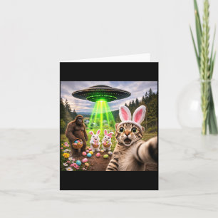 Carte Photo de chat Bigfoot Lapin UFO Pâques Humour