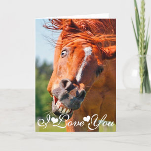 Carte Photo de cheval drôle qui rit Je t'aime