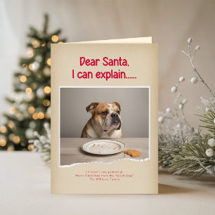 Carte Photo de chien drôle moderne Noël plié