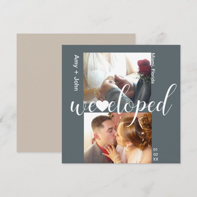 Carte photo de cœur de typographie simple (Devant / Derrière)
