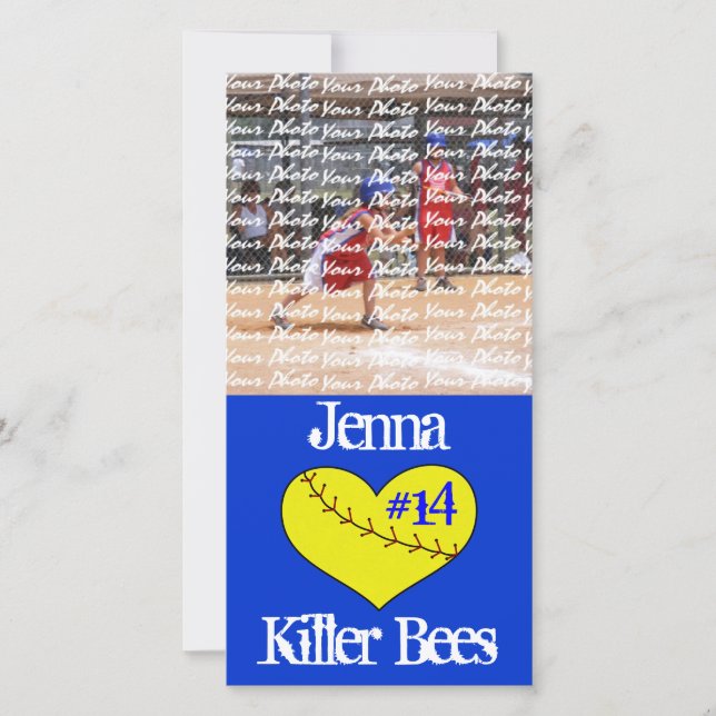 Carte photo de coeur du softball rapide (Devant)