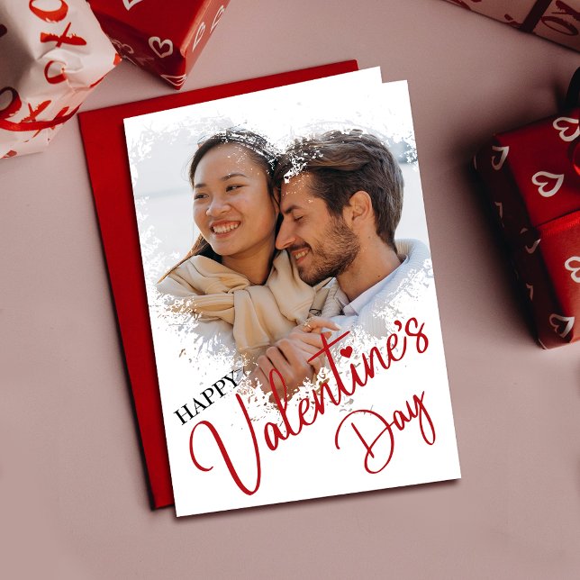 Carte photo de coeur personnalisé pour la Saint-Va (Cherish memories with a Valentine's card featuring you and your loved one, expressing your bond.)