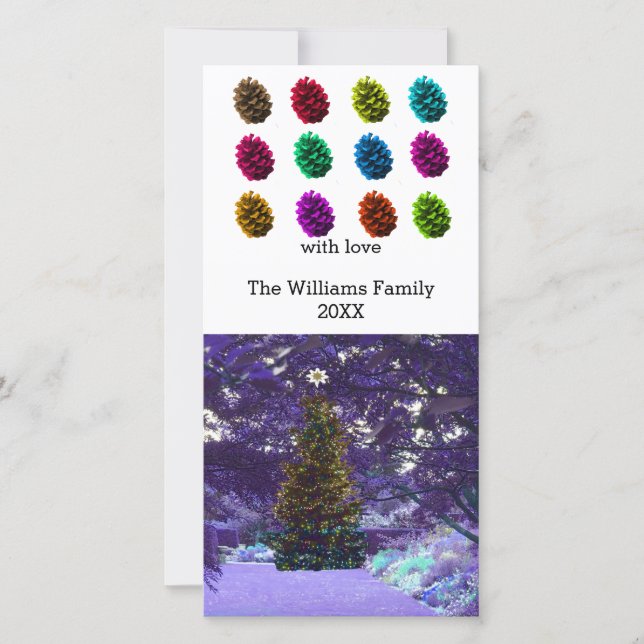 Carte photo de cônes de pin multicolores (Devant)