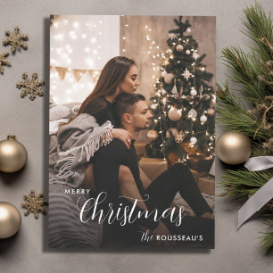 Carte Photo de couple moderne tendance Noël sombre et en