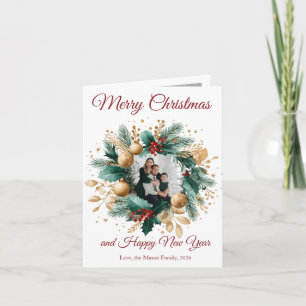 Carte photo de couronne de Noël personnalisé
