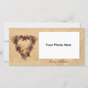 Carte photo de couronnes de vacances primitives