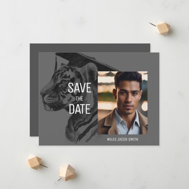 Carte photo de Faire-part de diplôme unique (Devant/Arrière en situation)