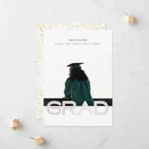 Carte photo de Faire-part de graduation de script 