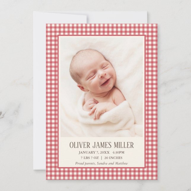 Carte photo de Faire-part de naissance de bébé En  (Devant)
