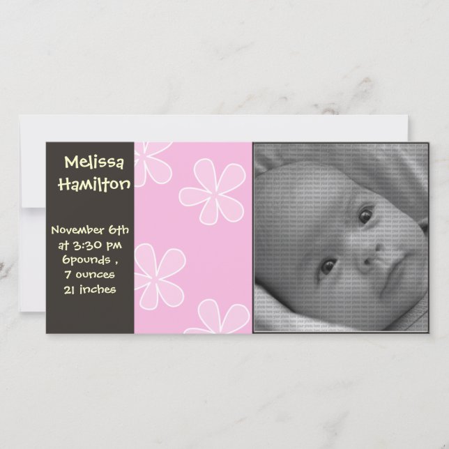 carte photo de faire-part de petite fille (Devant)