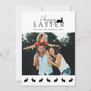 Carte Photo de famille moderne avec lapins de Pâques sty