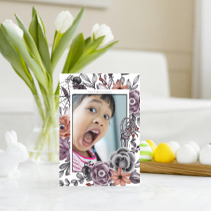 Carte Photo de fête d'anniversaire Halloween Floral Épou