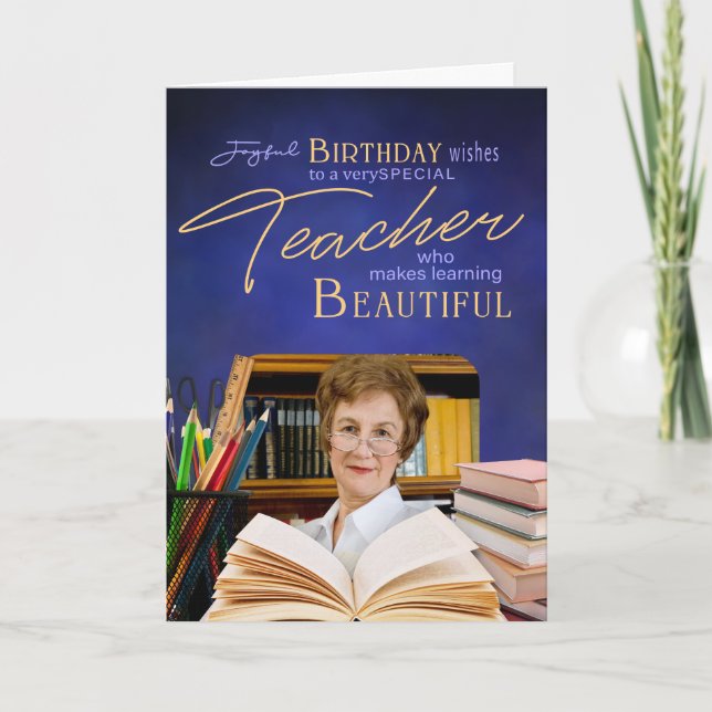 Carte photo de fête d'anniversaire pour un enseign (Devant)