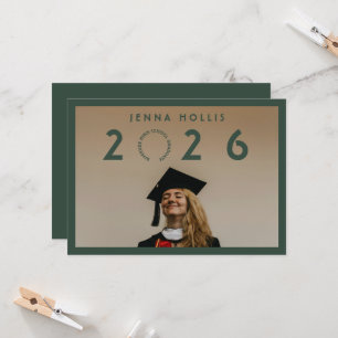 Carte Photo de fin d'études verte moderne et diplômée de