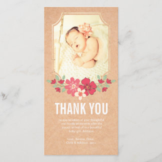 Carte photo de fleurs de Merci de bébé de Papier