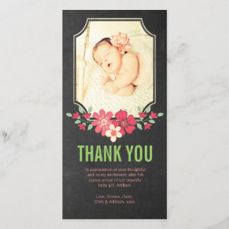 Carte photo de fleurs de Merci de bébé de tableau