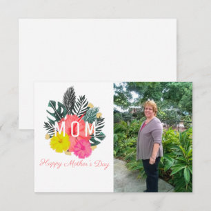 Carte photo de fleurs tropicales pour la fête des 
