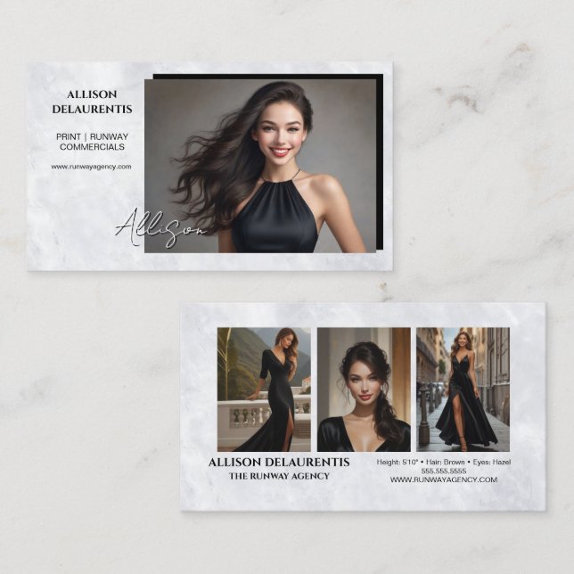Carte Photo de Fond en Marbre | Mini Cartes de Com (Devant / Derrière)