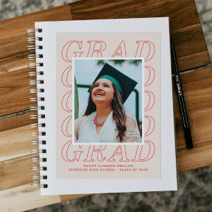Carte photo de graduation de la Red Modern Grad Ty