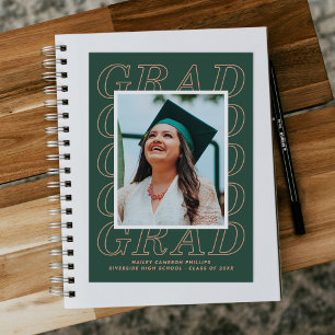 Carte photo de graduation Green Modern Grad Typogr
