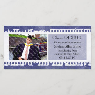 Carte photo de Graduation Grunge Film Bleu foncé