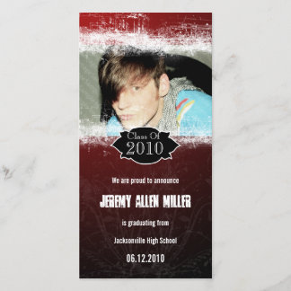 Carte photo de graduation noir rouge de Grunge ext