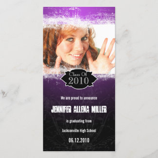 Carte photo de graduation noir violet de Grunge ex