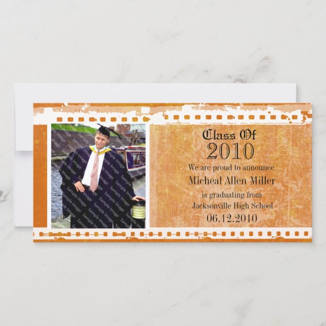 Carte photo de graduation Orange Citrus (Devant)