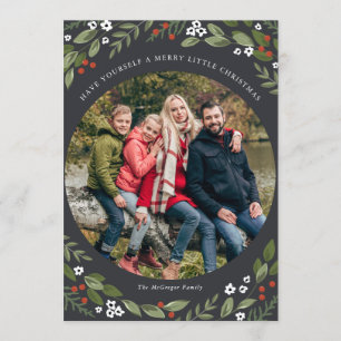 Carte photo de houx et de Noël de baies